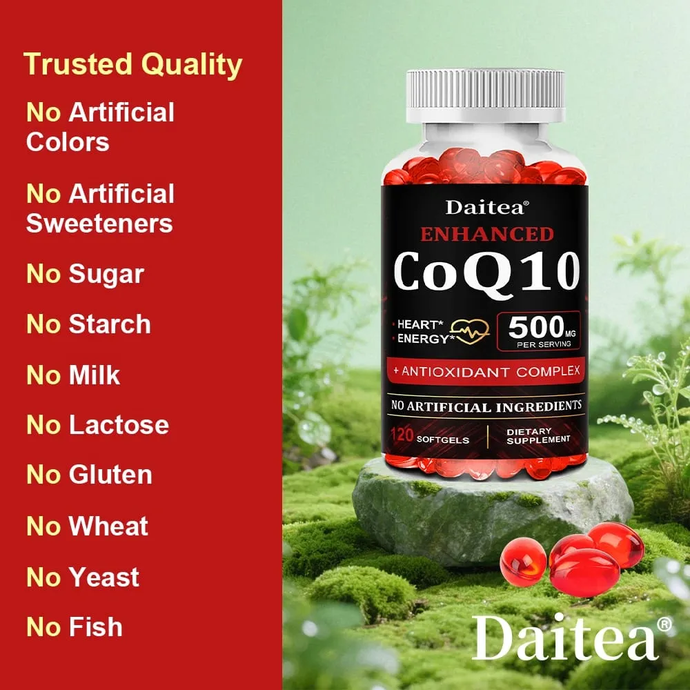 Vysoká absorpce CoQ10 500 MG - pro zdraví srdce a produkci energie - Vylepšené doplňky výživy CoQ10 s koenzymem Q10 — image 6