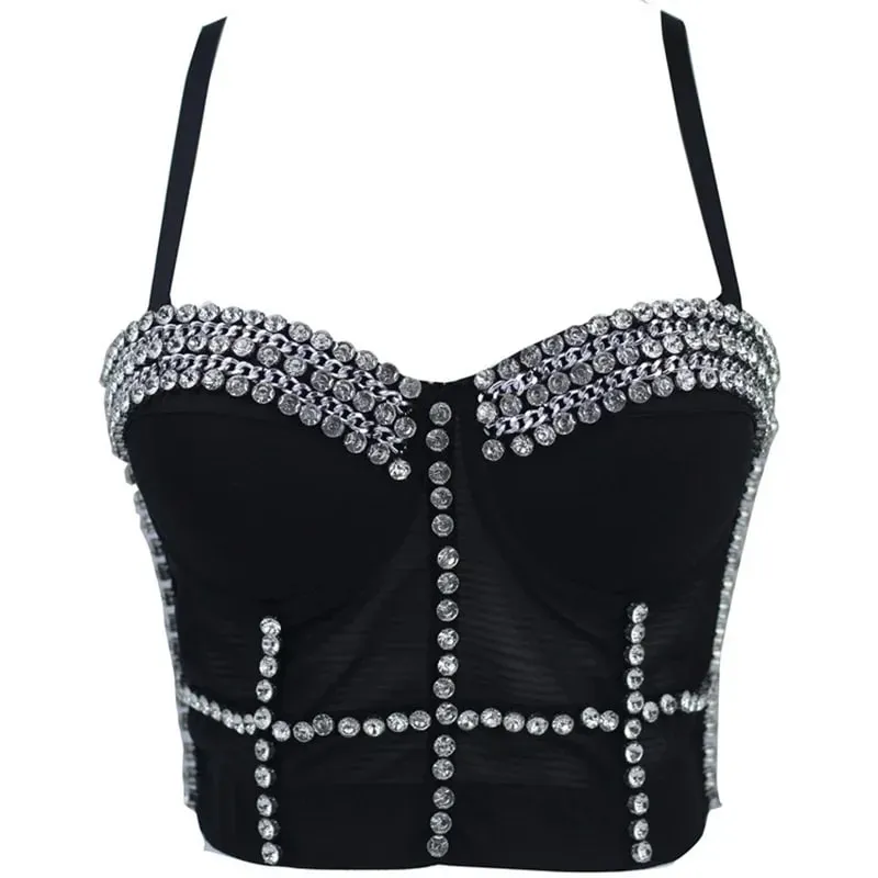 Visivane Rivet Beading y2k Tank Tops Women Bra Blusas Short Corset Woman Clothing Stage Party Shaper Ladies Crop Shirt Camis — image 11