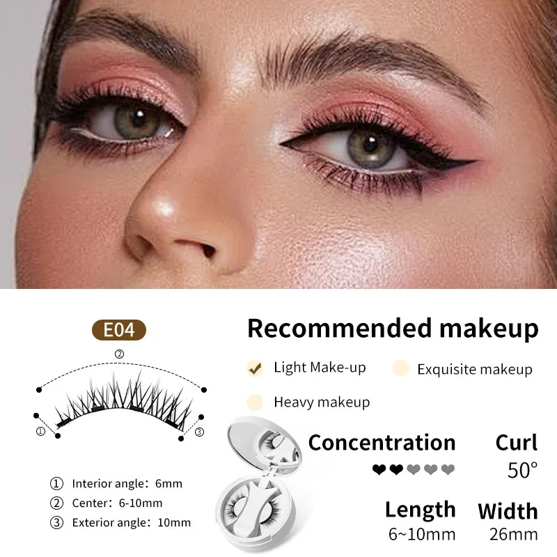 Brown Lashes 3Magnetic eyelashes integrated storage box 3D false eyelash with applicater natural thick glue-free eye lashes drop — image 8