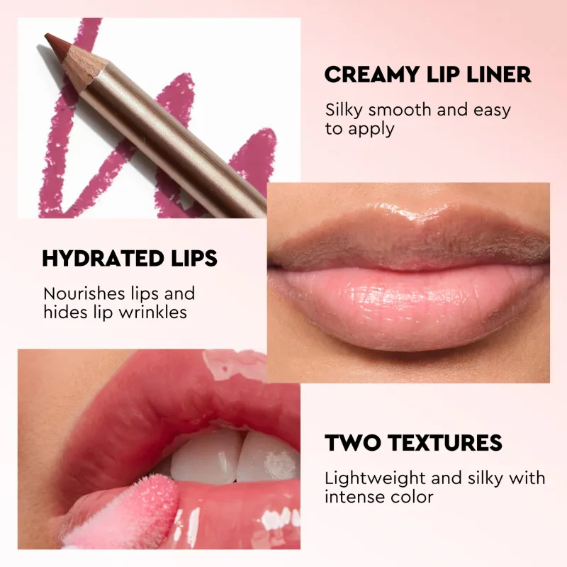 Lip Makeup Kit Private Label Lip Gloss Pencil Liner Balm Matte Glossy Lipgloss Set Wholesale 3 in 1 Gift Box — image 7