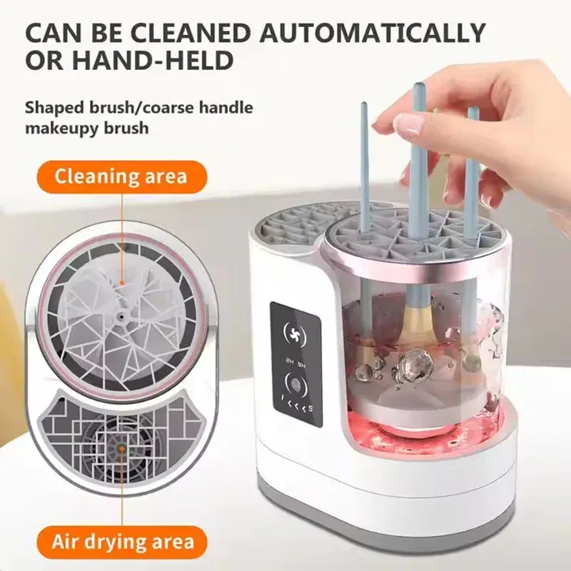 NUOVO elettrico 3 IN 1 macchina per la pulizia dei pennelli per il trucco asciugatrice per pennelli per il trucco strumento per la pulizia dei pennelli cosmetici USB automatico portatile — image 3