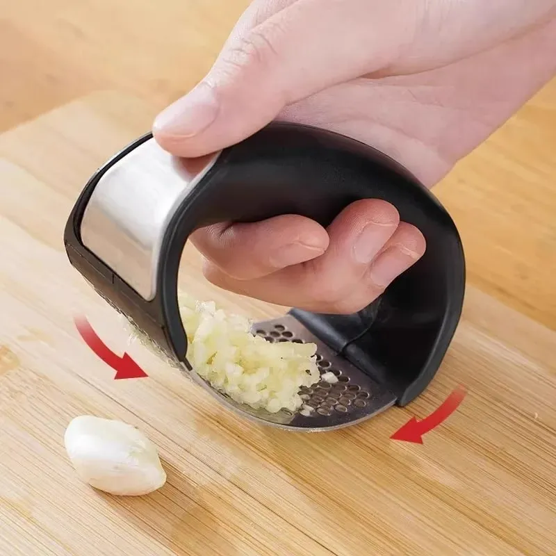 Stainless Steel Garlic Press – Metal & Plastic One-Press Design Easy to Clean Effort-Saving — image 8