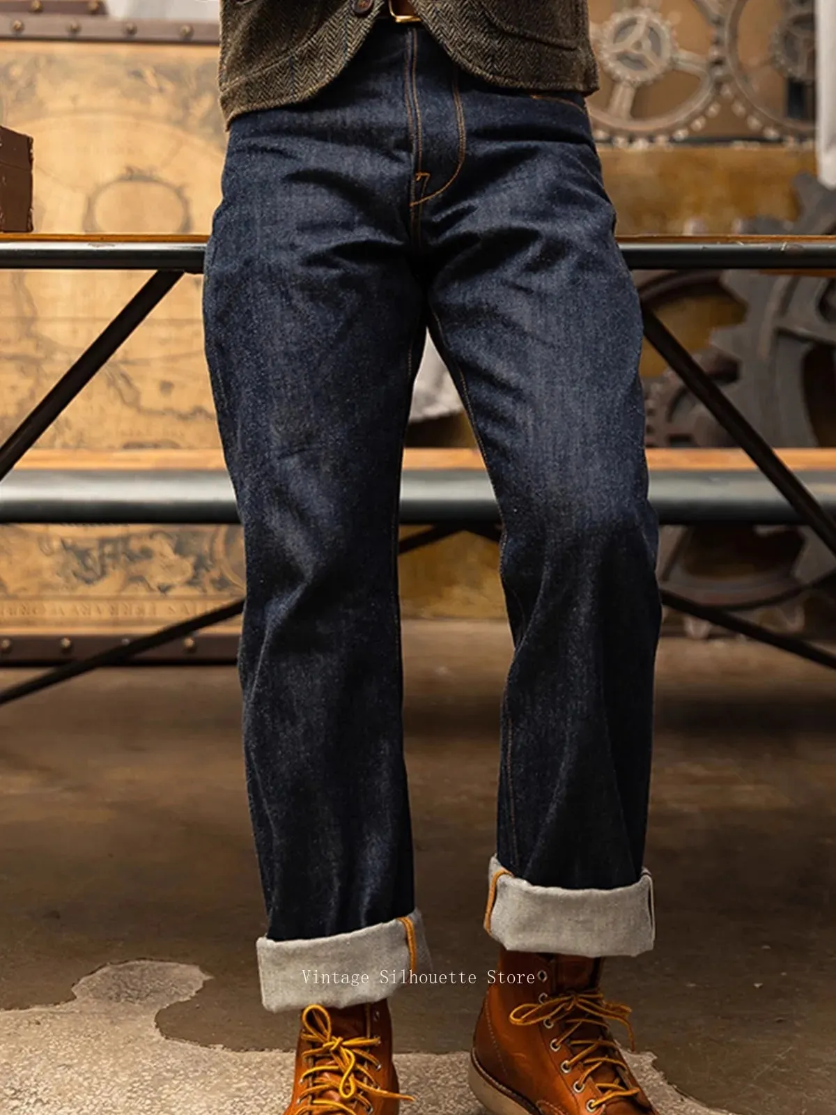 Red Tornado 350 Selvedge Jeans with Pocket Stitching Designs Buckle Back 14oz Raw Denim Pants