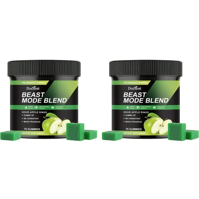 Docteat Beast Mode Blend Pre-Workout-Gummis, Energiefokus und Ausdauerunterstützung für Krafttraining und aktive Tage im Fitnessstudio, 70 Stück — image 8