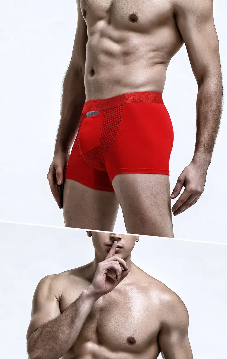 Boxer homme short Push Up sous-vêtements Modal Pantie homme respirant magnétique glace soie balle séparation poche caleçon Cueca — image 10