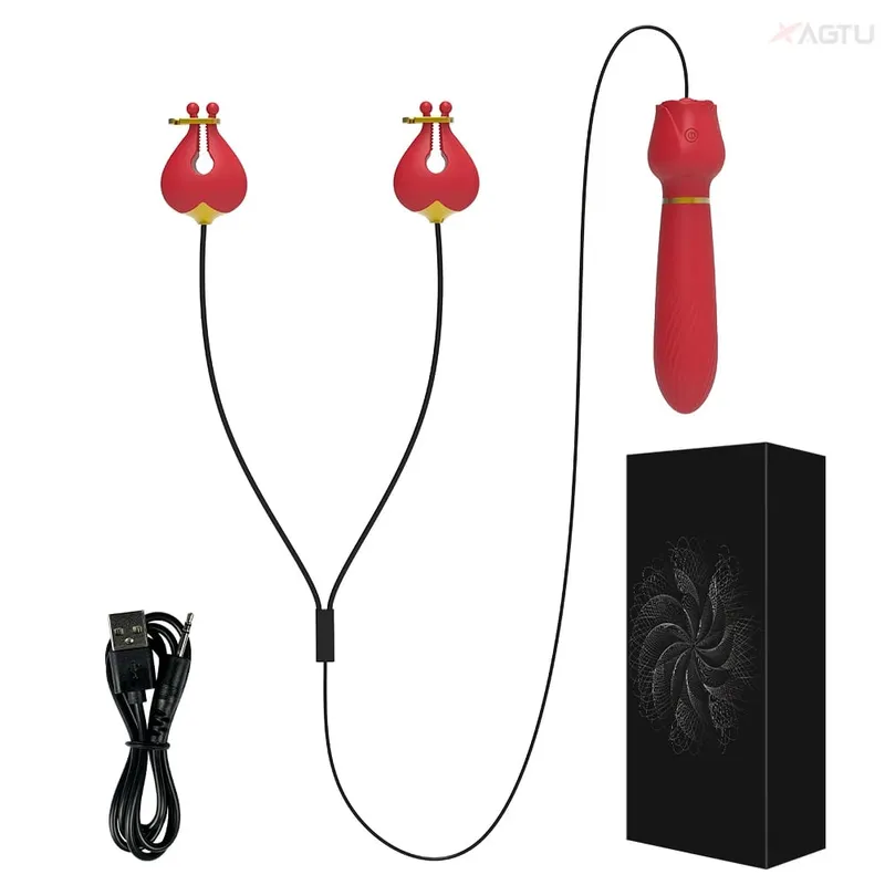 Nipple Vibrator for Women with Nipple Clamps Breast Clips Clitoral Stimulation G Spot Wand Vibrators Adult Goods for Couples 18+ — image 8