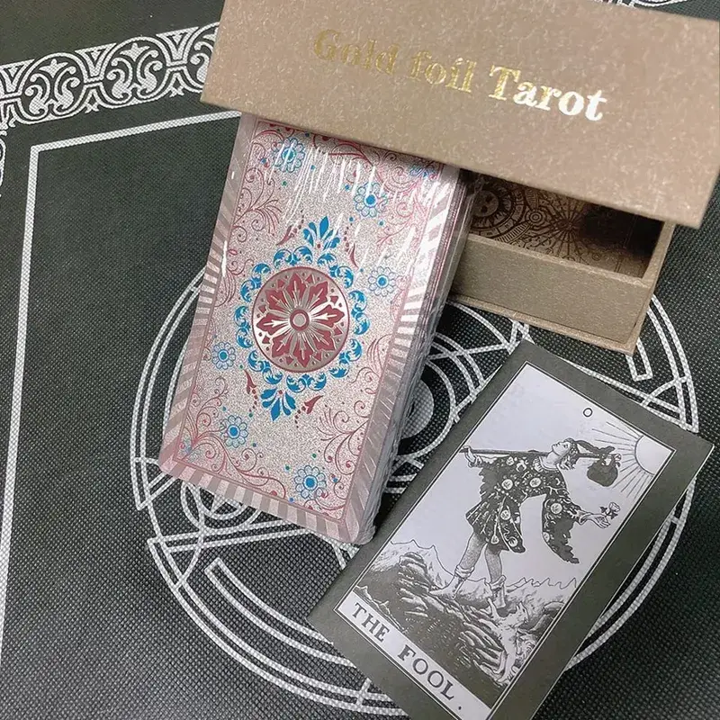 Pink Box Tarot Card Rider Gold Foil Exquisite Chess Card Game Divination Card Collection PVC Waterproof Board Cards Games — image 12