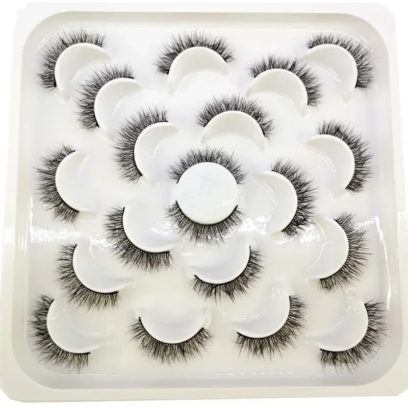 NEW 10 pairs Handmade 3d mink lashes short False Eyelashes Cross Messy Dense Natural Eye Lashes Stage Makeup False Eyelashes — image 10