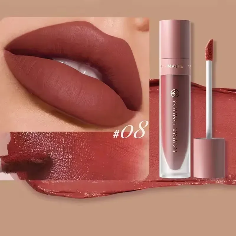 8-Color Lip Matte Smooth Easy-to-Apply Square Gloss Tube Velvet Waterproof Three-Dimensional Sexy Plumping Lipstick Makeup