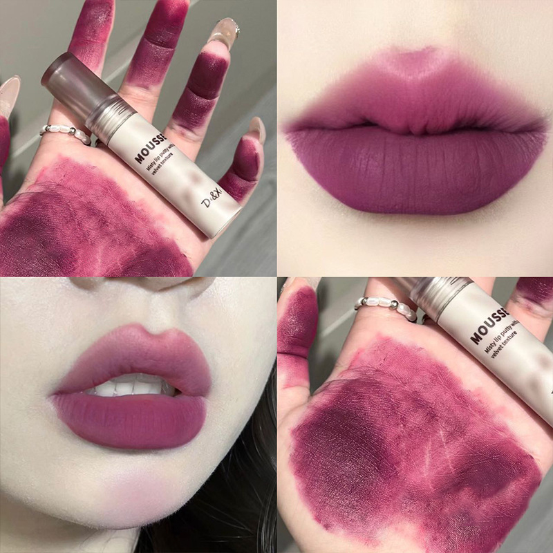 Gothic Matte Black Lipstick Waterproof Mousse Lip Mud Nude Brown Lipstick Dark Purple Punk Lip Gloss Makeup Non-stick Lips Tint — image 8