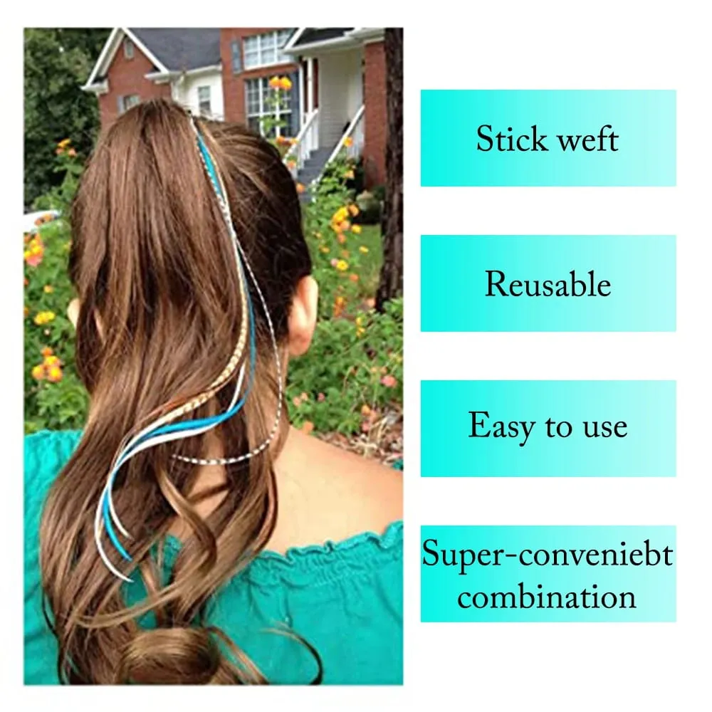 Synthetic Colored Feather Hair Extensions 16Inch 10 Pieces/Pack Blue Purple For Women Zebra Line Feather Hairpiece — image 8
