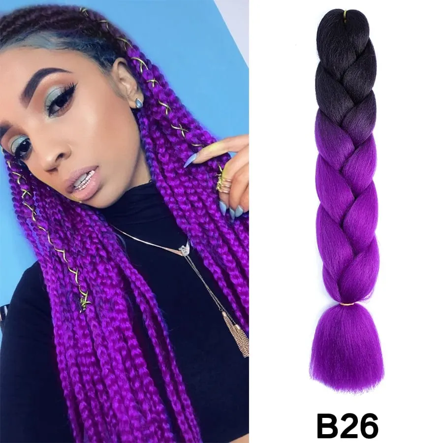 24 Inch Synthetic Jumbo Braid Pure And Ombre Braiding Hair Extensions For Women DIY Jumbo Hair Braids Black Green Gray Brown — image 56