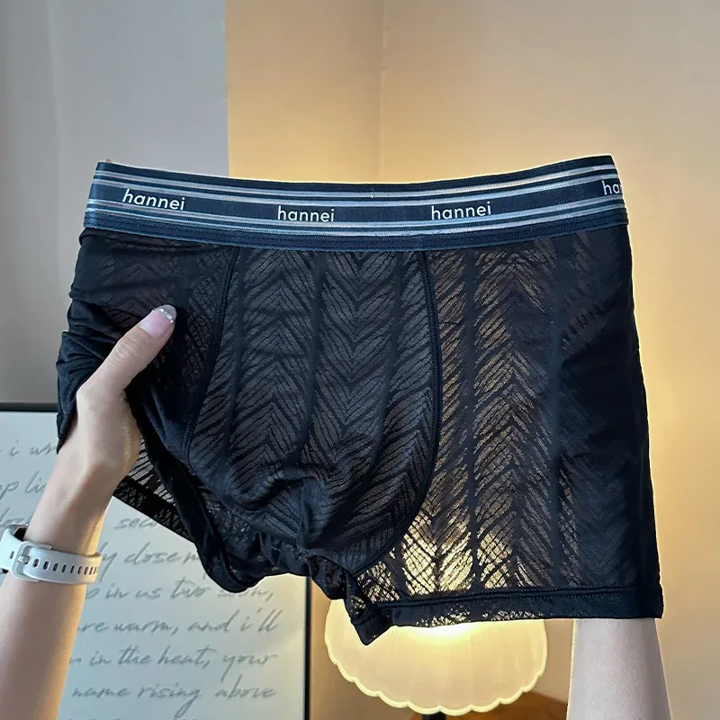 Seluar Dalam Lelaki Musim Panas Baru, Seluar Boxer Lelaki, Seluar Dalam Bersaiz Besar, Seluar Dalam Selesa Warna Pepejal Lelaki Longgar Nipis