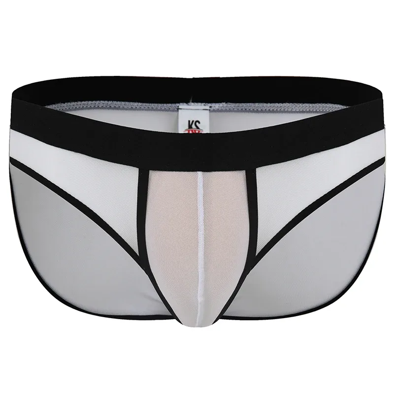 Fashion Solid Color Men Underwear Mesh Breathable Briefs Underpants Low Waist Trunks Male — image 15