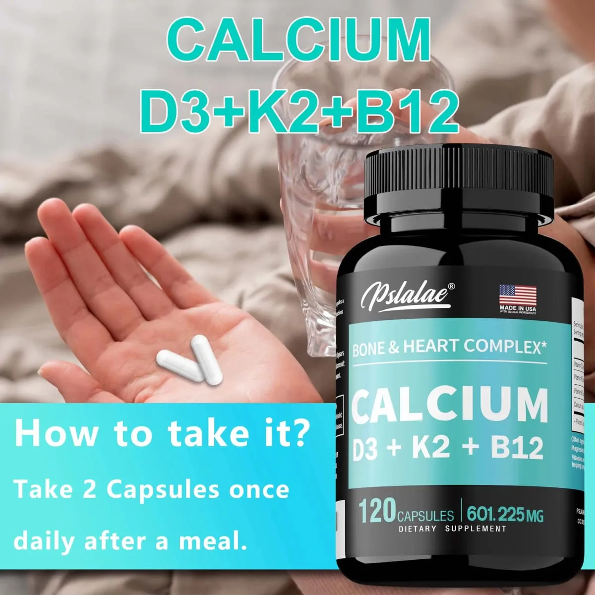 4-in-1 Calcium Supplement with Vitamin D3 K2 B12 - Supports Bones Teeth Heart and Immune System Function — image 5