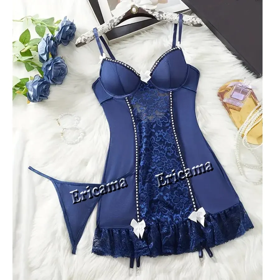 Fancy Lace Sexy Lingerie Set Women's Sexy Underwear g-String garter Hot Skirt Ensemble Outfits Erotic Bra set Erotic Underwear — image 2