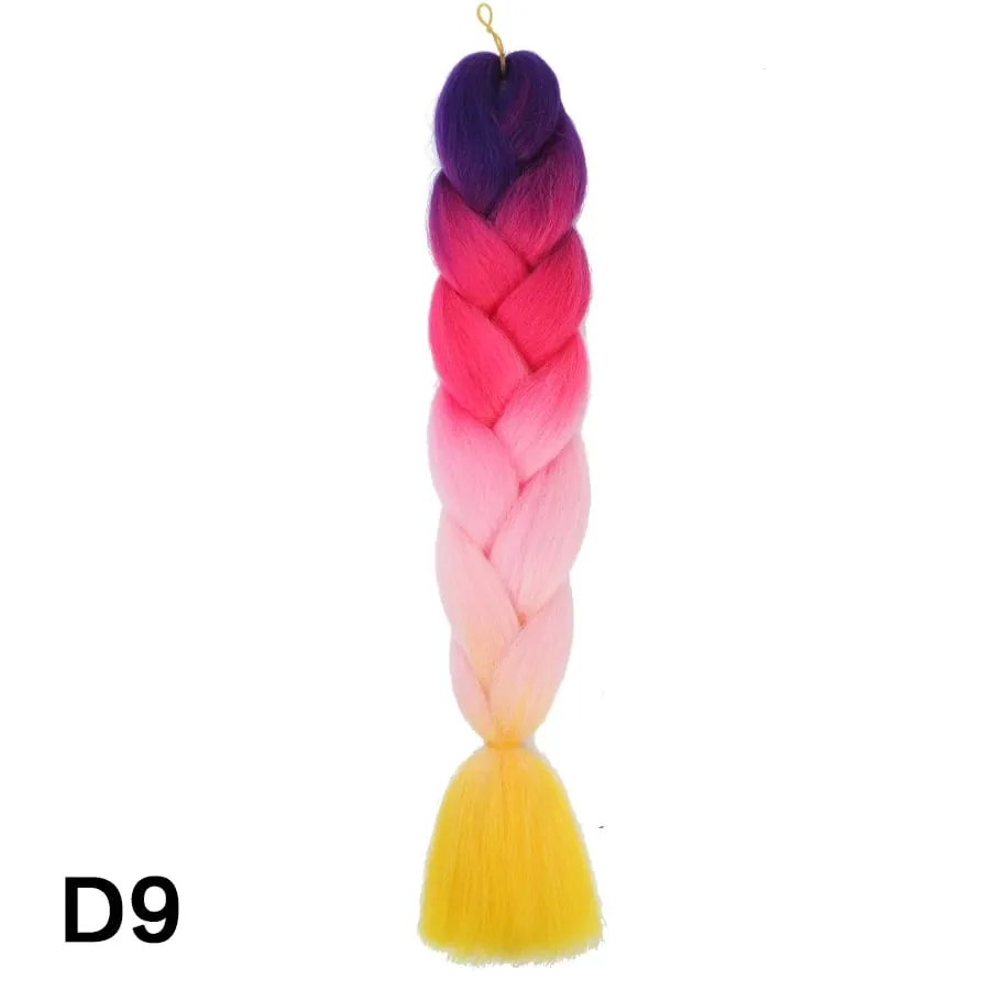 24 Inch Synthetic Jumbo Braid Pure And Ombre Braiding Hair Extensions For Women DIY Jumbo Hair Braids Black Green Gray Brown — image 64