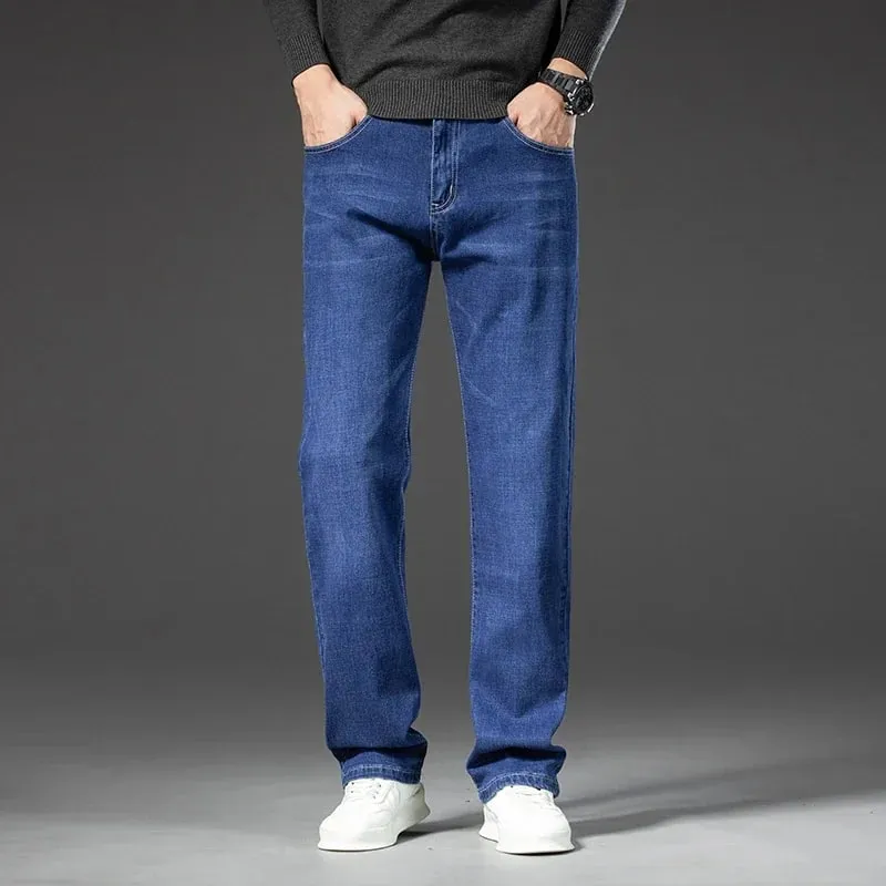 2025 vår höst, raka jeans, jeansbyxor för män, klassisk stil Business Stretch Casual byxor Stor storlek 40 42 44 46 — image 4