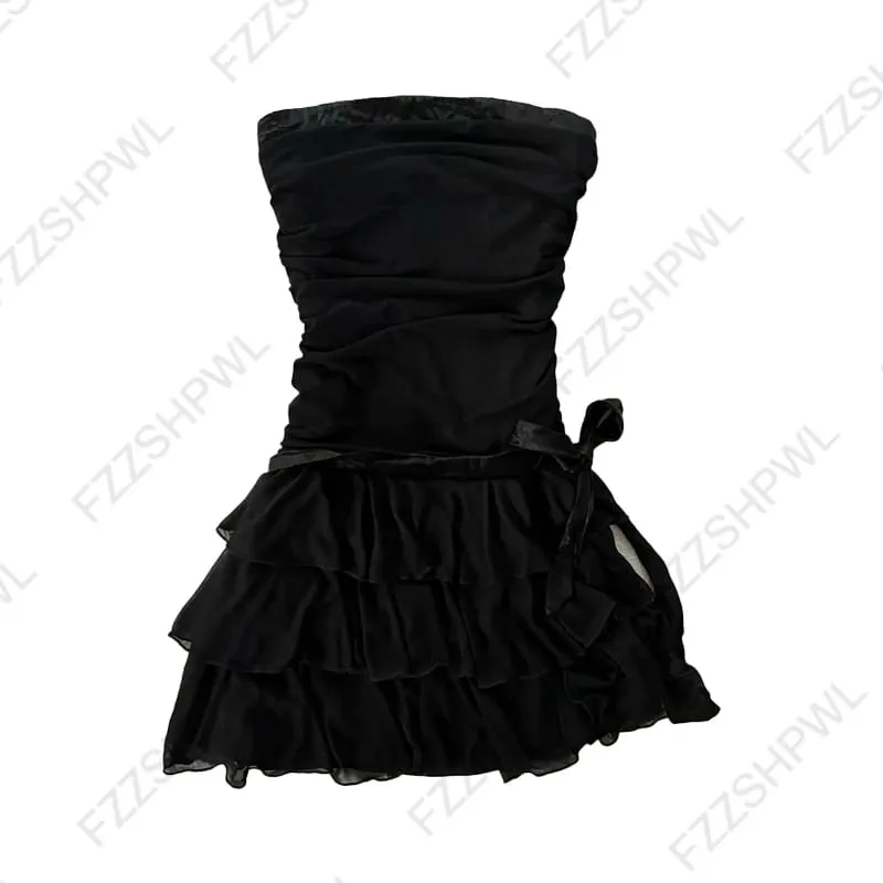 Grunge Punk Gothic Fairycore Emo Girls Dress Sexy Slim Lace Chic Fashion Aesthetic Women's Dresses Harajuku Retro Y2K Streetwear — image 3