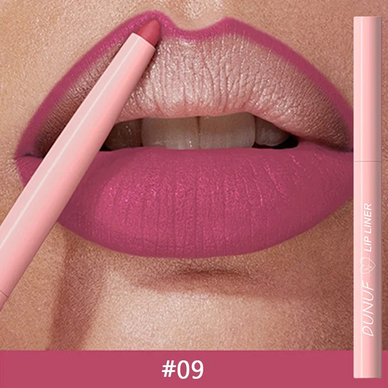 12 Colors Matte Red Brown Lipliner Pencil Waterproof Non-stick Cup Slim Lipstick Make Up Nude Pink Lip Liner Outline Lip Contour