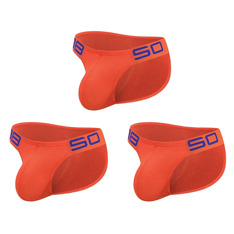 Calzoncillos transpirables de malla de mezcla de nailon para hombre, ropa interior Sexy de Color fluorescente con letras de empalme de cuerno en relieve, cinturilla elástica ancha — image 31