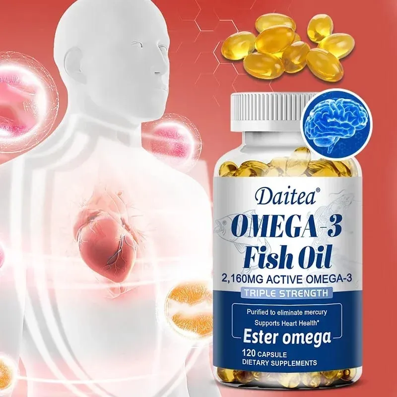 Daitea Fish Oil Capsule 2160mg Supplement Rich in DHA & EPA Cognitive Core Health Immune Support Non-GMO — image 3