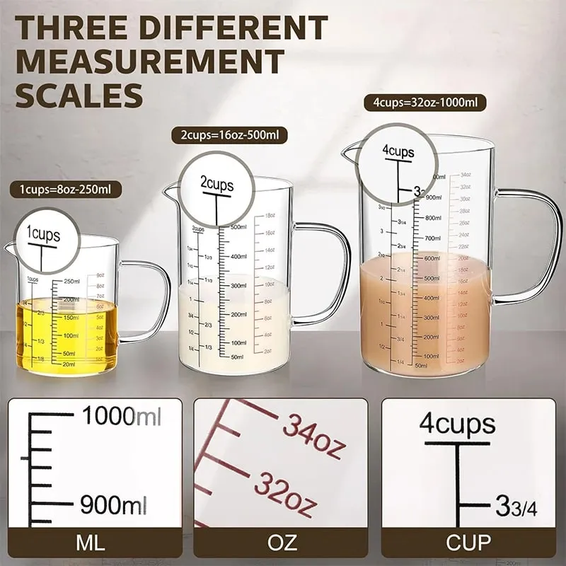 Mataas na Borosilicate Glass Measuring Cups Clear Glass Scale Cup With Handle V Shaped Spout Kitchen Glass Measuring Beaker — image 3