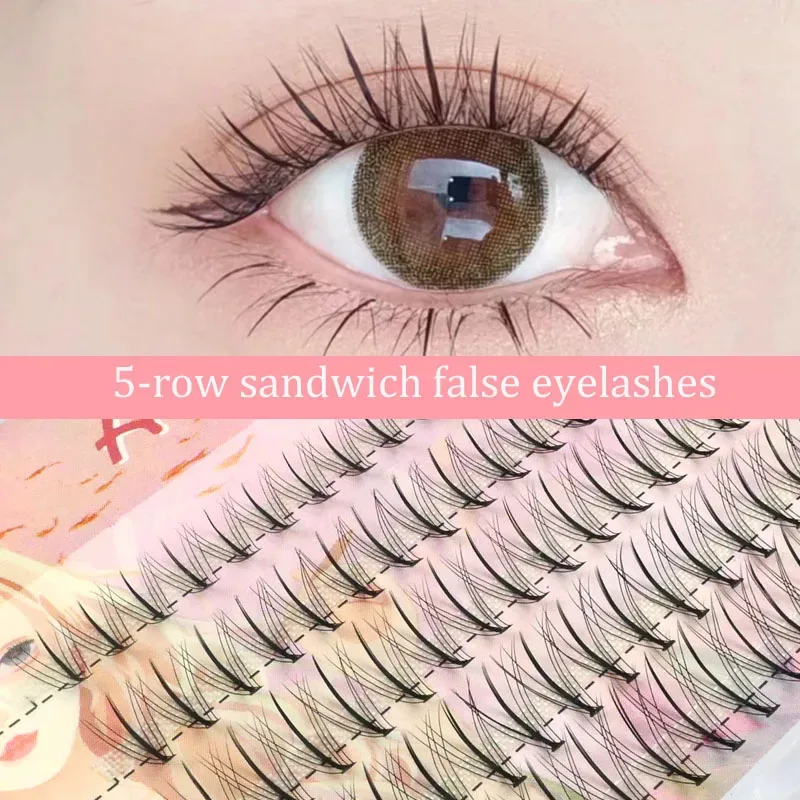 Anlinnet Fishtail + A-type Mixed Hair Five Rows Mixed Natural False Eyelashes Self-Grafting Single Cluster Eyelashes Eye Lash Fa — image 5