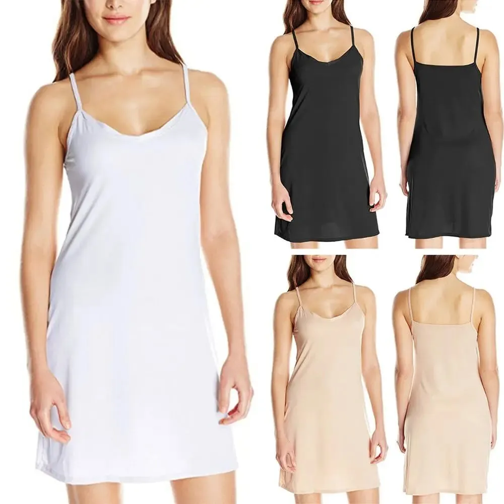 Womens Sling Solid Short Dress Sleeveless Casual Slip Under Dress Holiday Summer