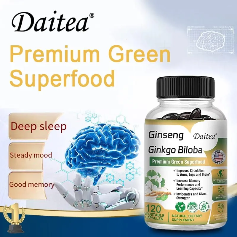 Premium Ginseng + Ginkgo - Suplemento Cerebral Nootrópico Memória e Concentração Circulação e Aumento de Energia 120 Cápsulas — image 4
