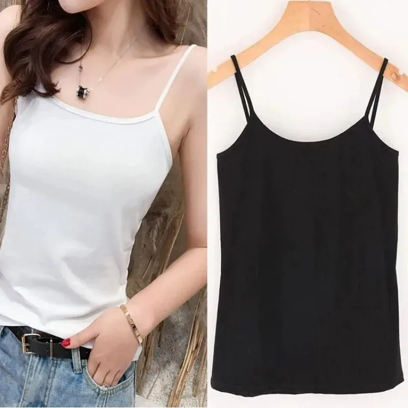 Effen Kleur Mouwloos Hemdje Vest Casual Basic Slanke Tank Top Alle Match Dagelijks Dames Zomer Mode Streetwear Tops Ondergoed — image 3
