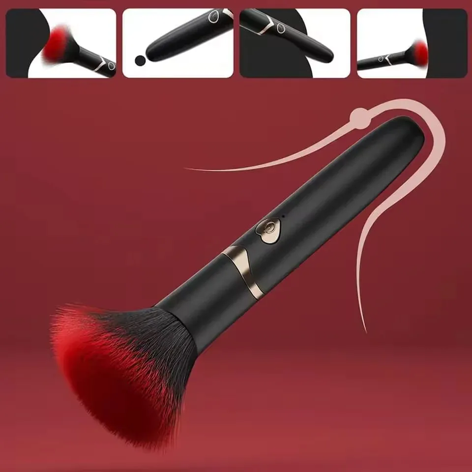 Penna per trucco Doppia testa vibratore Spazzola morbida Pettine Fagioli Micro vibrazione ad alta frequenza Stimolazione profonda Orgasmo del punto G Giocattolo del sesso femminile