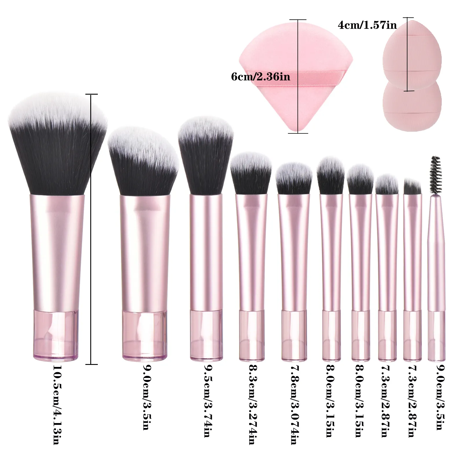 10 Pink Mini Makeup Brush Travel Portable Makeup Tool Makeup Puff - Palm Brush Professional Makeup Tool Set — image 3