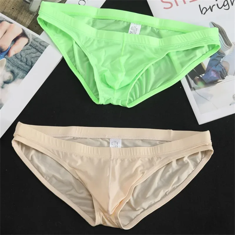 2Pcs Sexy Ice Silk Briefs Men Bulge Pouch Plus Size Underwear Hombre Ropa Interior Ultra Thin Panties Plus Size — image 27