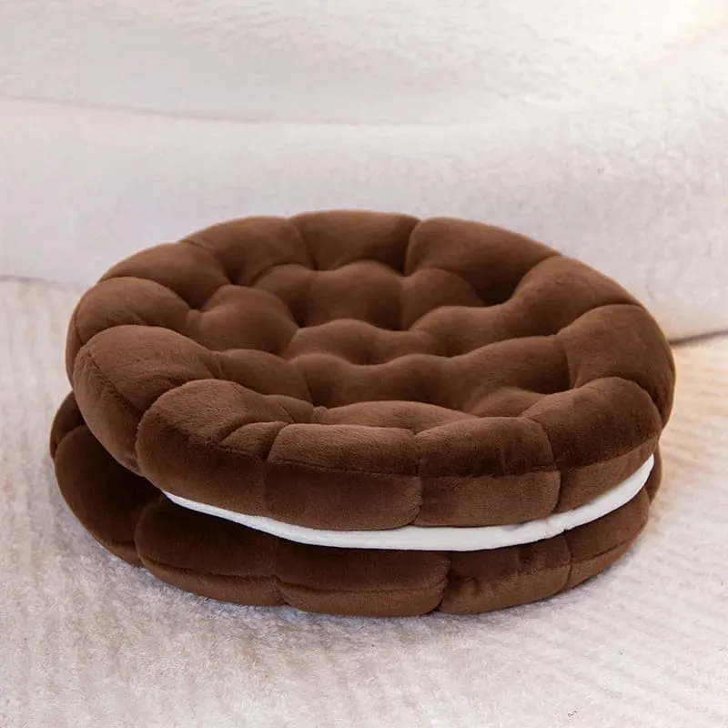 New Simulation Little Biscuits Doll Cushion Stuffed Round Cookie Plush Toys Creative Soft Pillow Chair Car Seat for Kid Gifts