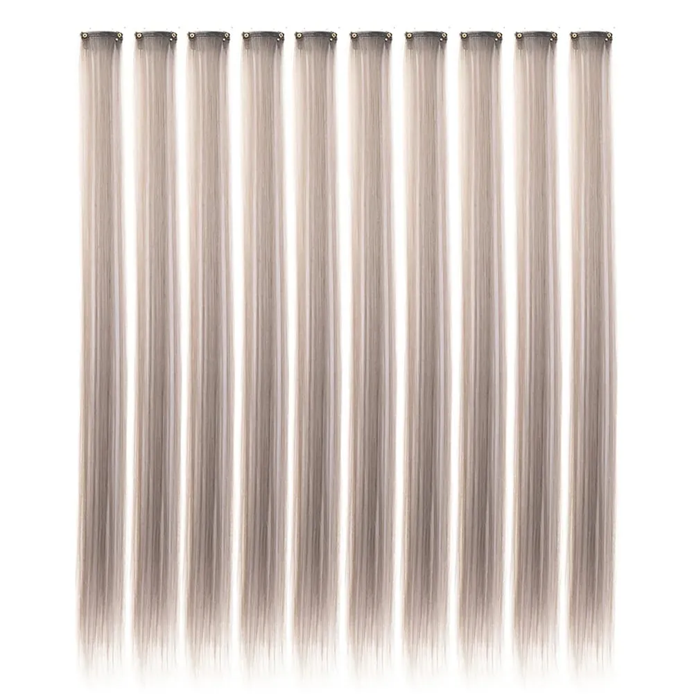 10PCS/Pack Colored Party Highlights Clip in Hair Extensions for Girls 22 Inches Omber colors Straight Hair Synthetic Hairpieces — image 53