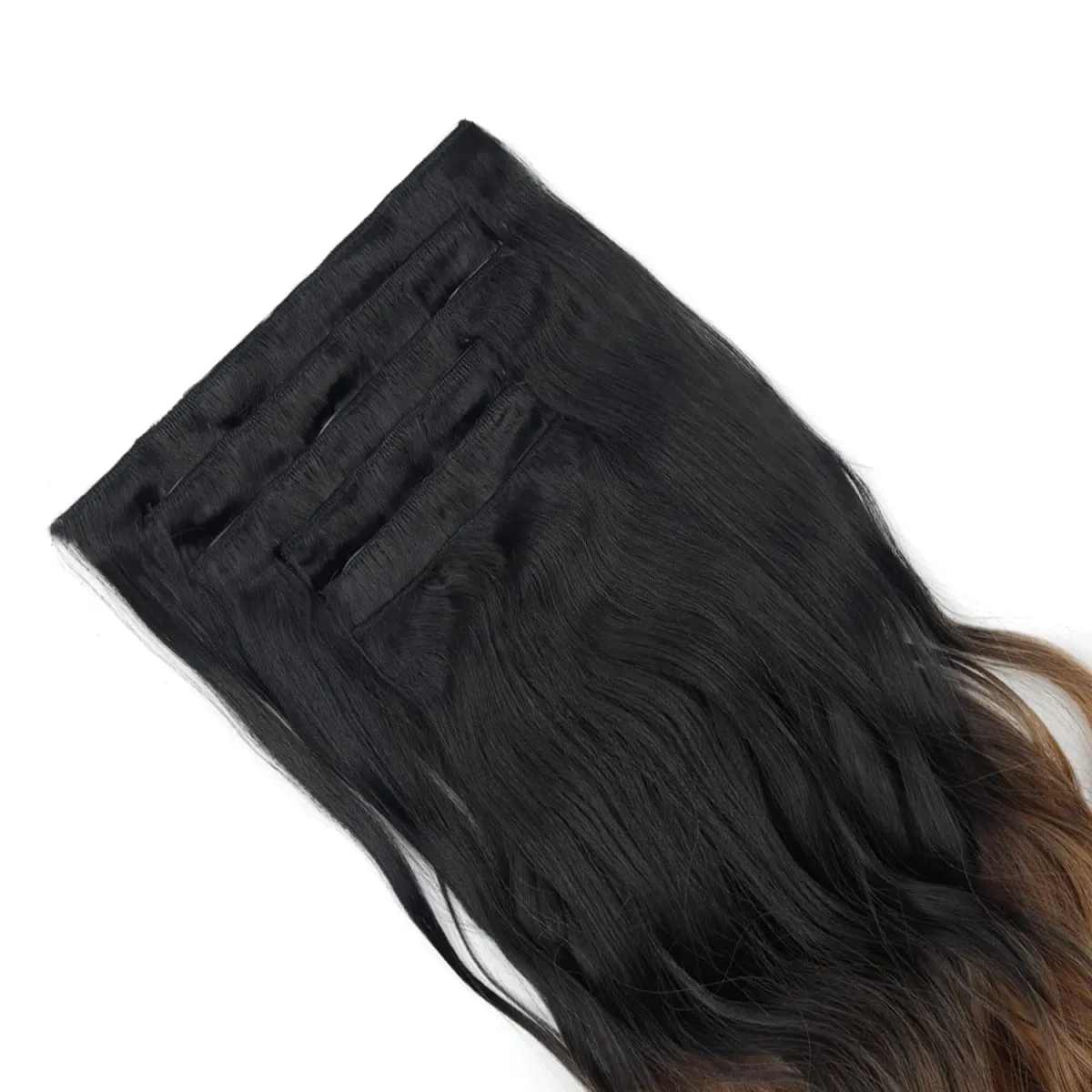 Grampo em extensões de cabelo 6 pçs peruca 20 Polegada longo ondulado sintético grosso trama dupla cabelo para mulheres cor gradiente uso diário