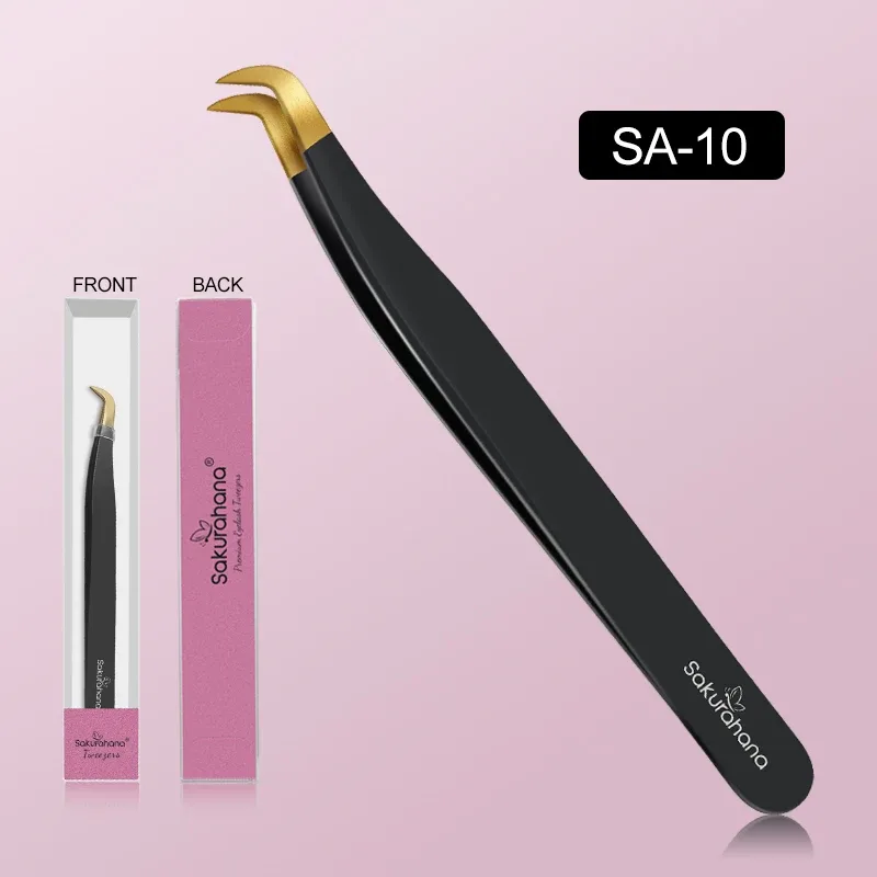 Professional Eyelash Tweezers Black Fiber Tip For Lash Extensions Mega Volume Mink Lashes Tool Makeup Artist Kit