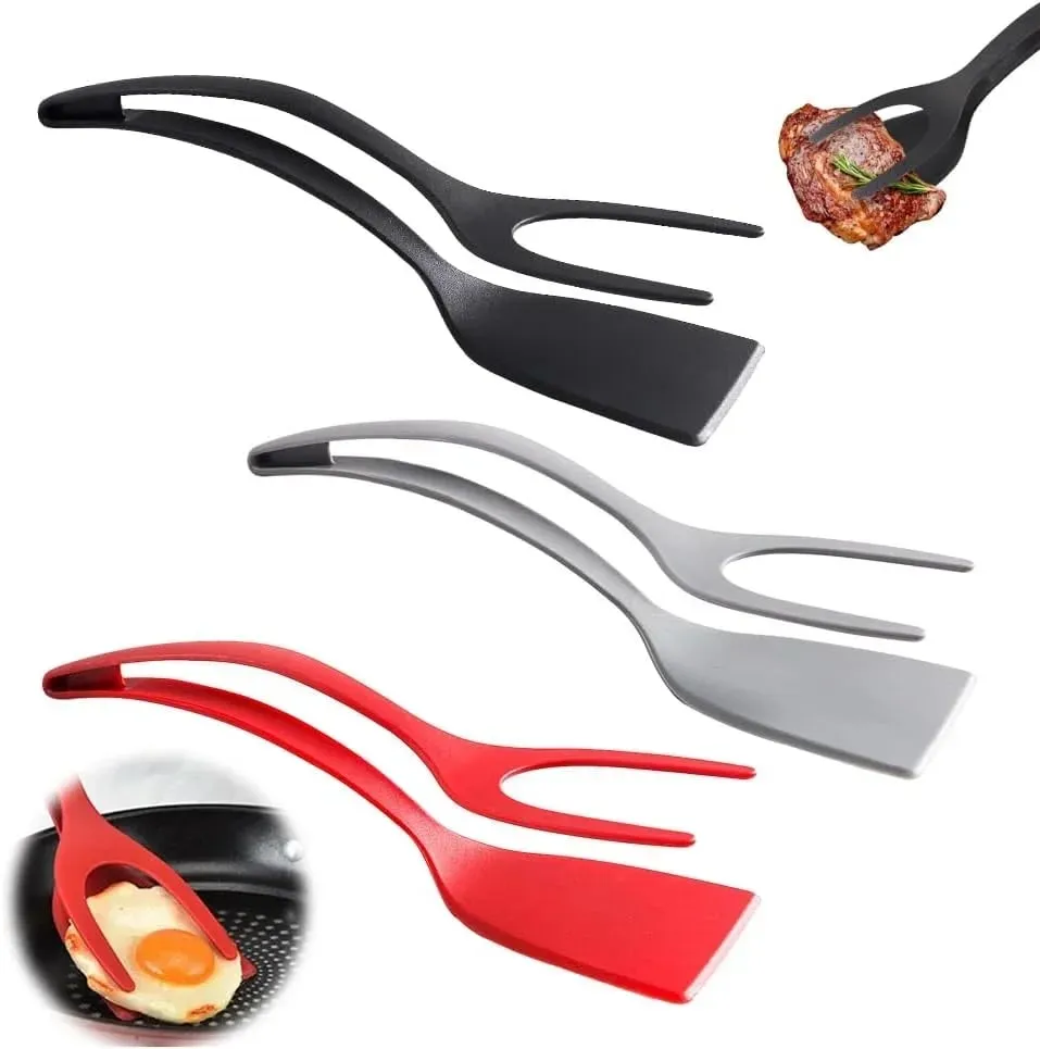 2025 Egg Flipper Spatula 2 in 1 Grip and Flip Spatula Tongs Silicone Egg Flipper Tool Fish French Toast Tongs Non-Stick Cooking — image 1