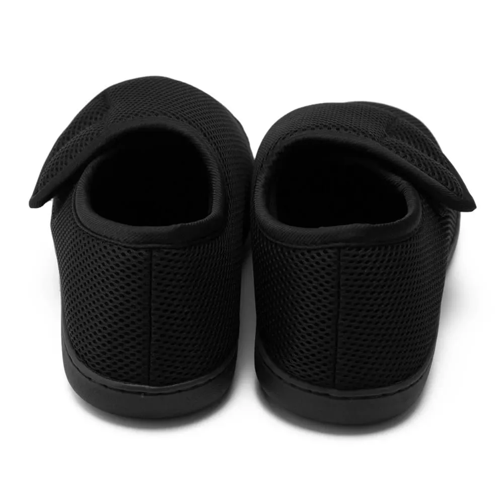 Zapatos para diabéticos unisex, zapatillas ligeras para edema con cierre ajustable, zapatillas con gancho y bucle, forro de felpa para pies hinchados — image 3