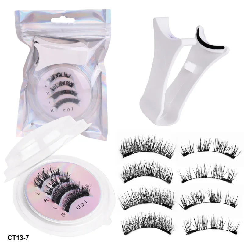 2Pairs Magnetic Eyelashes Thick Cat False Eye Lashes Makeup Set Reusable Glue-free Flully and Curly Customized And Wholesale — image 8
