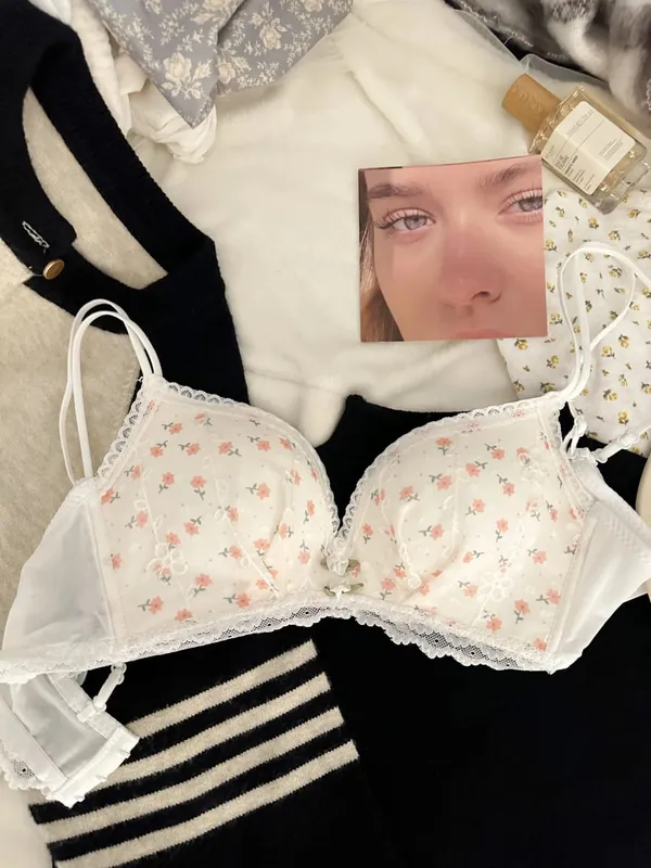 Luxury Sweet Underwear for Women Without Underwire Small Chest Push-up Anti-sag Comfortable Lace Sexy Pure Desire Bra Cover Set — image 7