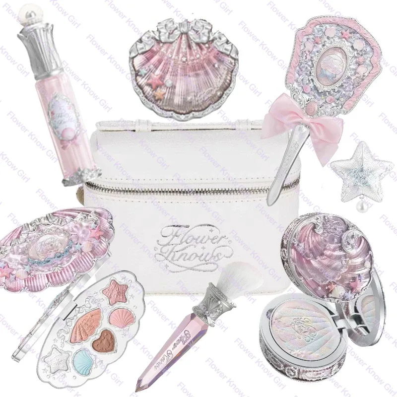 Makeup Flower Knows Shell's Jewel Mermaid Glow Set Eyeshadow Palette Blush Lip Gloss Makeup Bag Matte Glow Shimmer Primer Kit — image 3