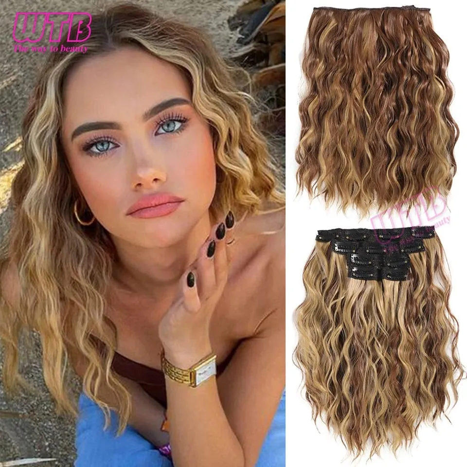 Synthetic Heat Resistant Hair Extensions Multi Color Clip-in Body Wave 12inch 4 PCS Double Weft for Women Girl Daily Party Use — image 15