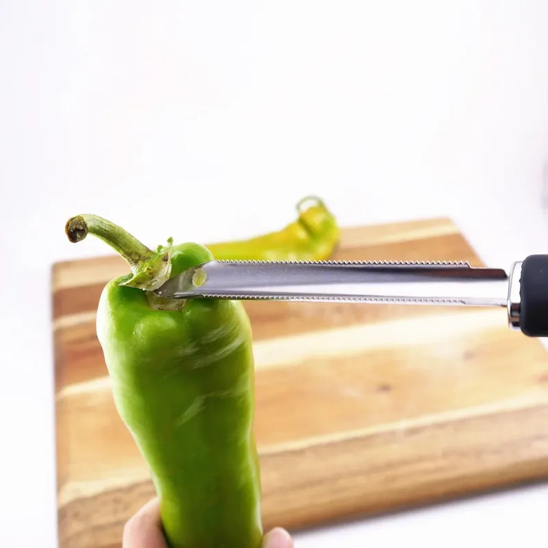 Chili Core Extractor Home Portable Stainless Steel Zucchini Courgette Cucumber Corers Special Kitchen Gadgets with Serrated Edge — image 5