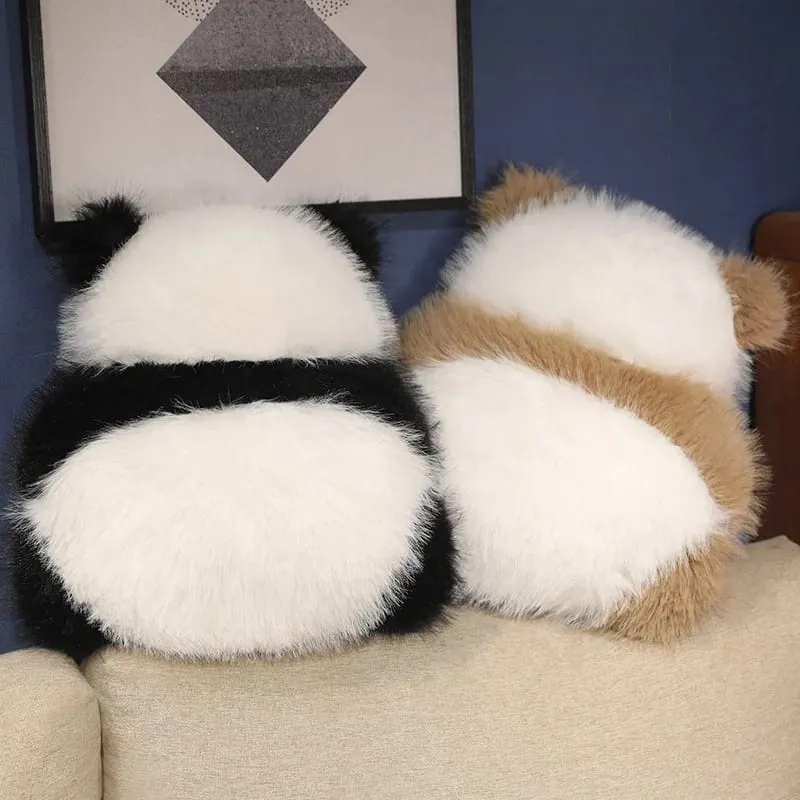 Super Fluffy Plush Panda Shadow Stuffed Qizai Back View Cushion Nordic Style Sofa Decor PIllow Chocolate Panda Hug Waist Pillow — image 3