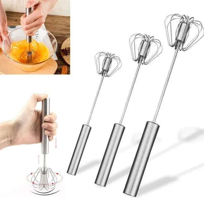 10/12/14inch Stainless Steel Semi Automatic Whisk Blender for Home -Versatile Tool for Egg Beater Milk Frother Hand Push Whisk — image 7