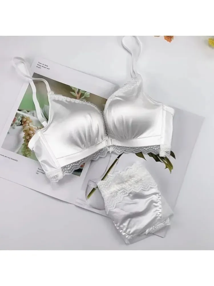 Front Closure Push Up Bra Set - Women's Small Bust Lace Underwire Lingerie | Pull Up Lift Sexy Thin Beauty Back Bralette — image 3