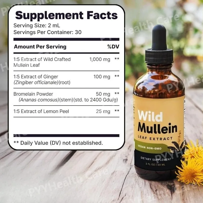 Mullein Drops with Ginger & Lemon for Lung Cleanse and Detox Mullein Leaf Extract for Respiratory Lung Health Detox for Smokers — image 6