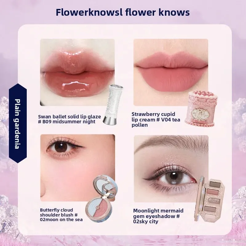 Flowerknows Makeup Gavesæt Little Angel Bunny Have Shell Smykker Lip Glaze Blusher Flower Know SWEETIE BEAR Blush Concealer